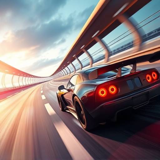 Game cover art for 'Apex Racers Mobile'. A sleek race car speeding down a highway.